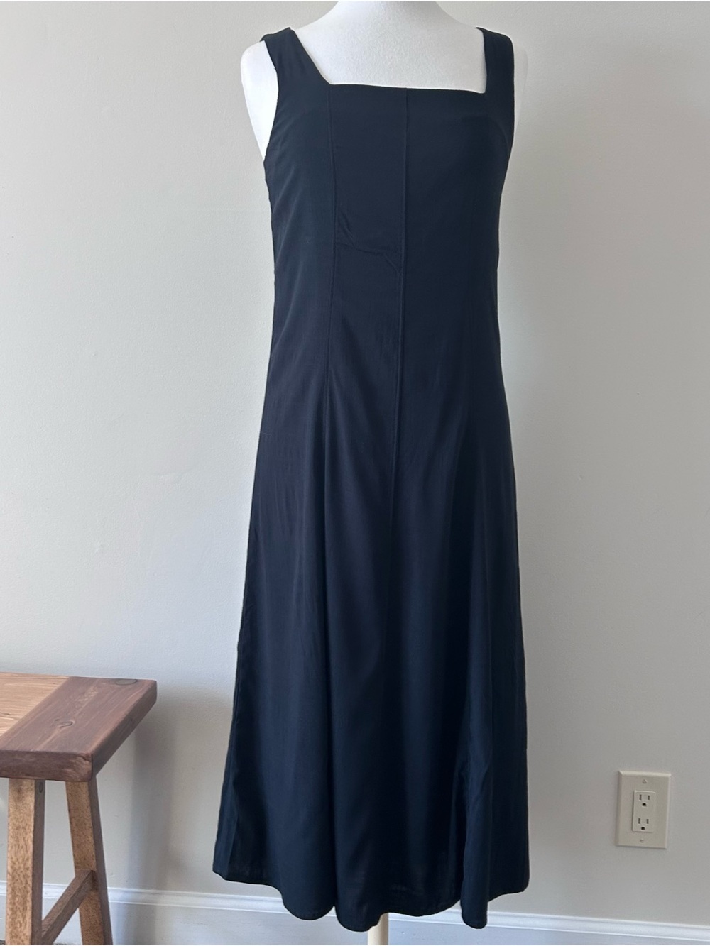 J. Jill Classic Black Linen Square-Neck Women's Dress